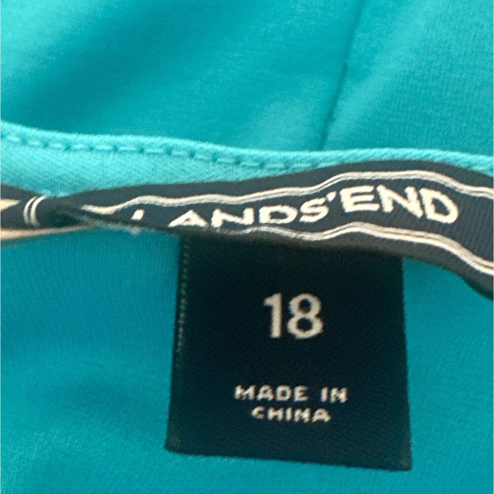 Lands End Womens Sleeveless Turquoise Ruffle Hem Dress SZ 18 Beach Resort - Picture 4 of 11